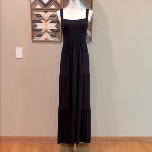Soma Weekend Black Ruffled Square Neck Maxi Dress size Small